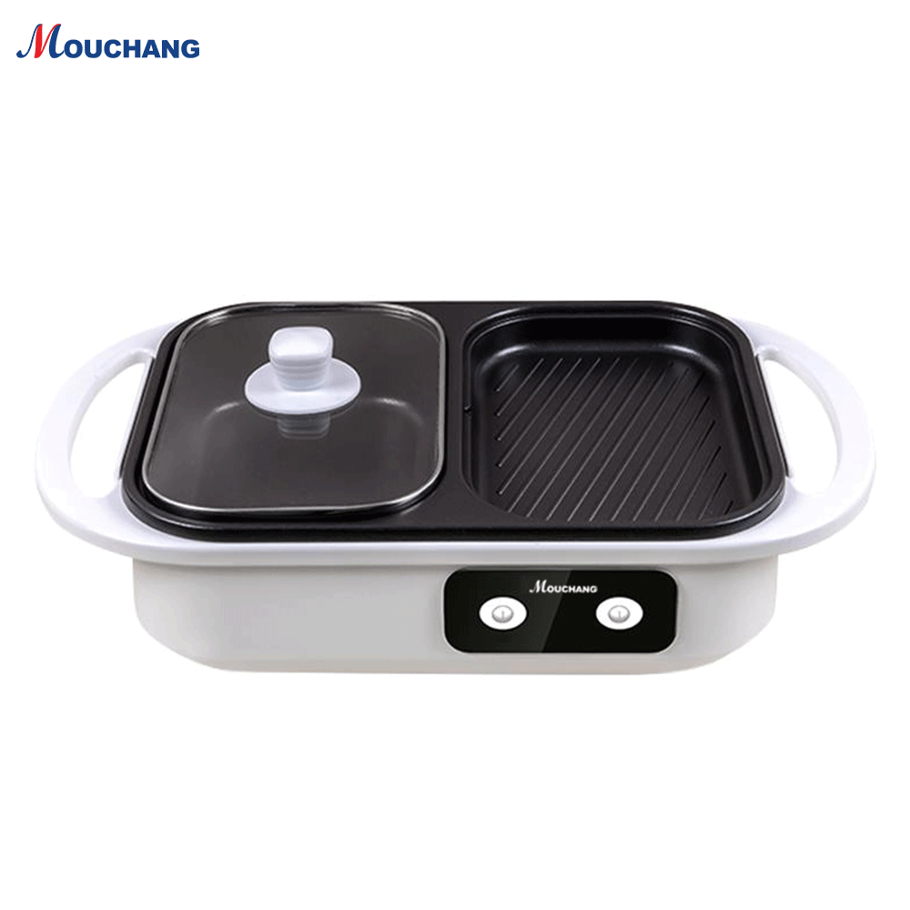 Kitchen Use Multi Functional Knob Control Hot Pot With Grill