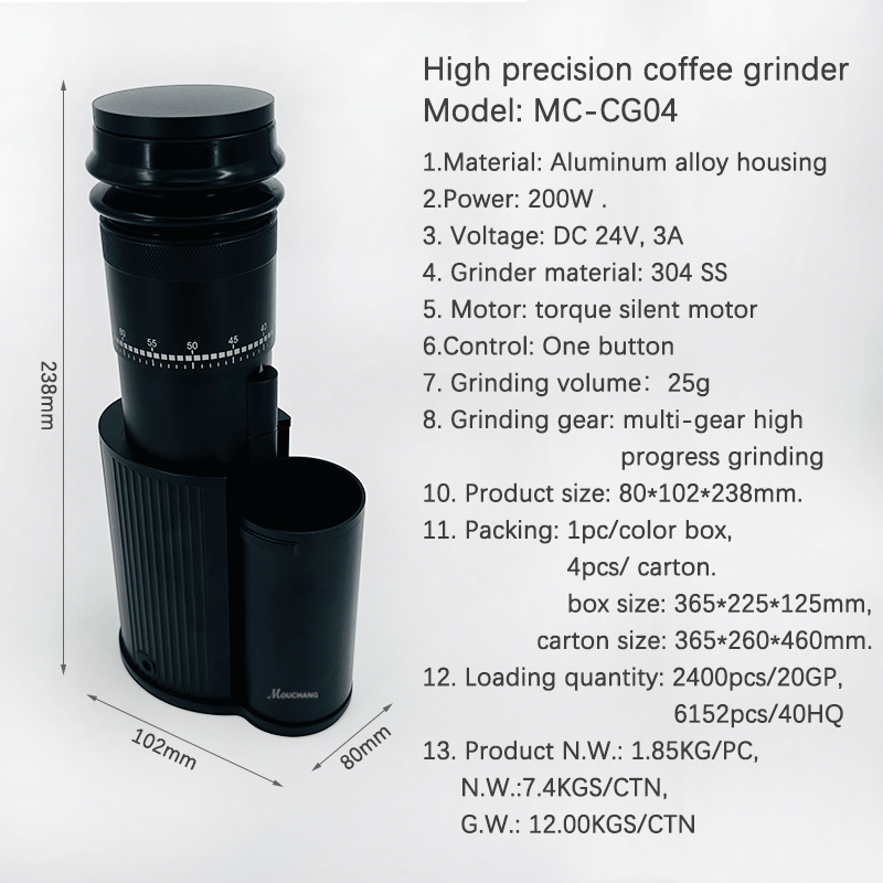 Home Use Electric Professional High Precision Aluminum Alloy Coffee Bean Grinder