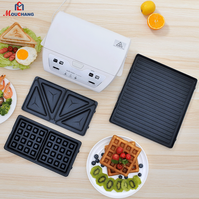 3 in 1 Sandwich Maker BBQ Grill with Detachable Plate Waffle Breakfast Machine 